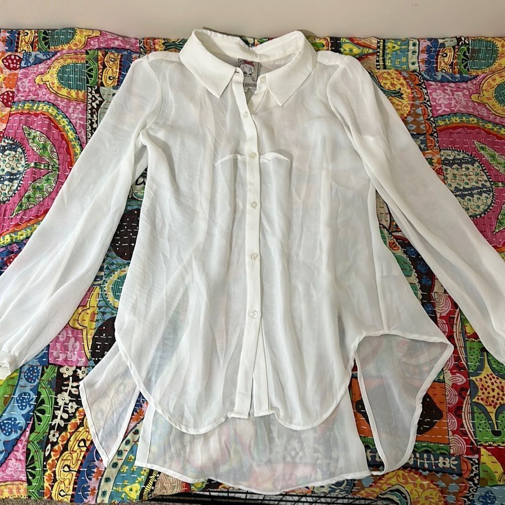 Yoana Baraschi White Blouse with Slit detailing